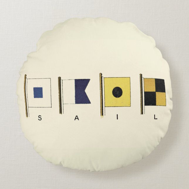 Coussins Ronds Peinture de quatre drapeaux avec voile écrite sous (Devant)