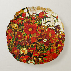 Coussins Ronds Peinture Egon Schiele, Champ de fleurs