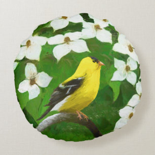 Coussins Ronds Peinture Goldfinch - Cute Original Chien Art