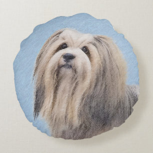 Coussins Ronds Peinture Havanaise (Argent) - Cute Original Chien 