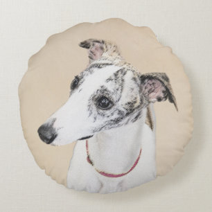 Coussins Ronds Peinture Whippet - Jolie art original chien