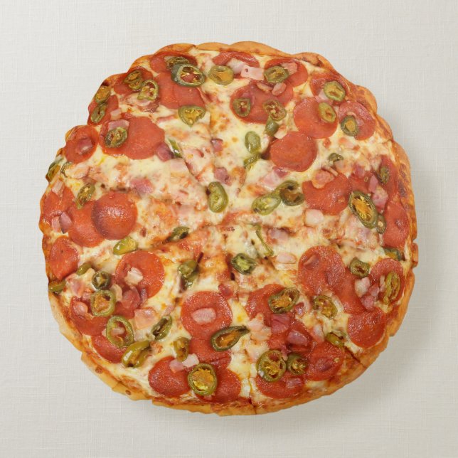 Coussins Ronds Pepperoni Pizza pour la Grotte des hommes (Devant)