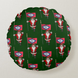 Coussins Ronds Père Noël Avec Drapeau De L'Arkansas