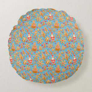 Coussins Ronds Père Noël & Snowman Gingerbread Noël Cookies