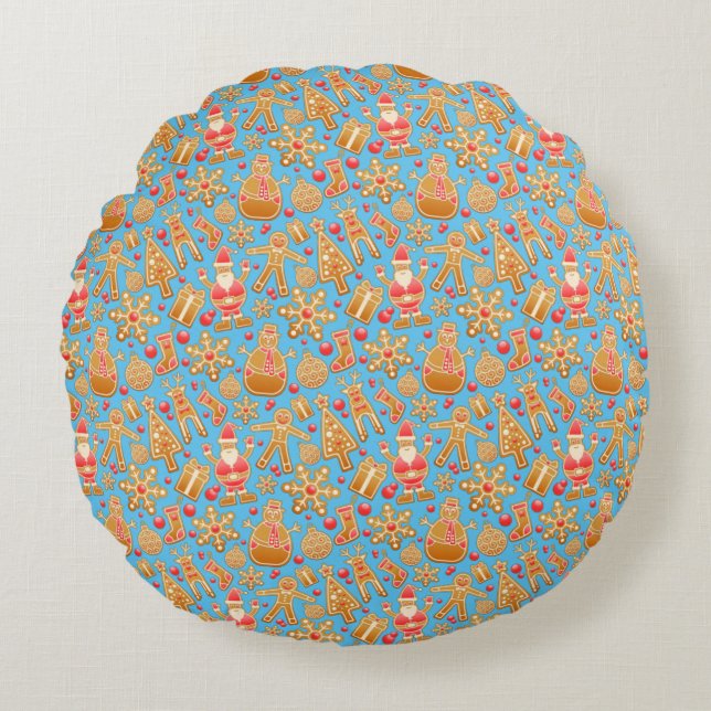 Coussins Ronds Père Noël & Snowman Gingerbread Noël Cookies (Devant)