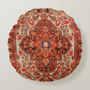 Coussins Ronds Perse occidentale Sarouk Brûlé Orange rouge