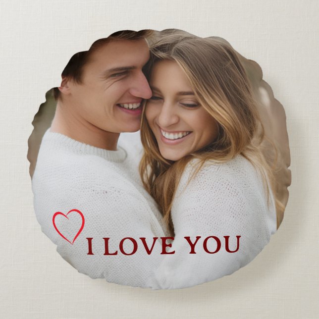 Coussins Ronds Personalized Photo Valentine's Day Round Pillow (Devant)