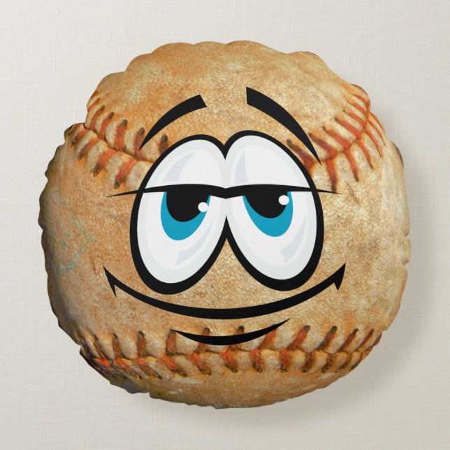 Coussins Ronds Personnalisé Funny Face de baseball Sport (Devant)