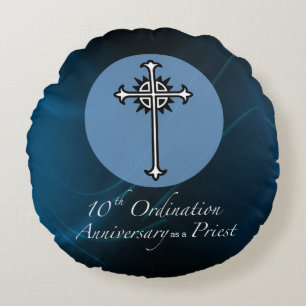 Coussins Ronds Personnaliser, 10e anniversaire d'Ordination du pr