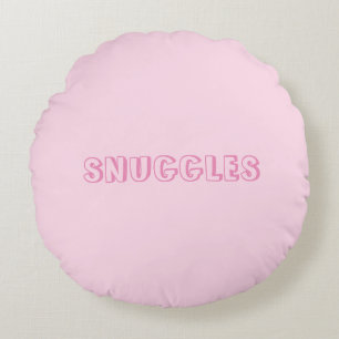 Coussins Ronds Personnaliser "Snuggings" nom ou texte rose pâle