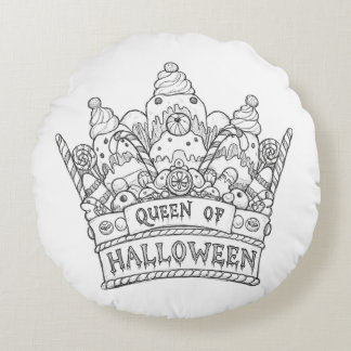 Coussins Ronds Personnalisez votre design Halloween Crown - ajout