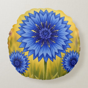 Coussins Ronds Pétale Radieux : Bleu Barbeau