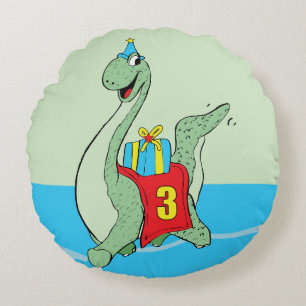 Coussins Ronds Petit garçon, 3e anniversaire Dinosaur