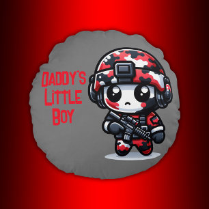 Coussins Ronds Petit gars de Camo mignon - Rouge, Noir & Blanc  