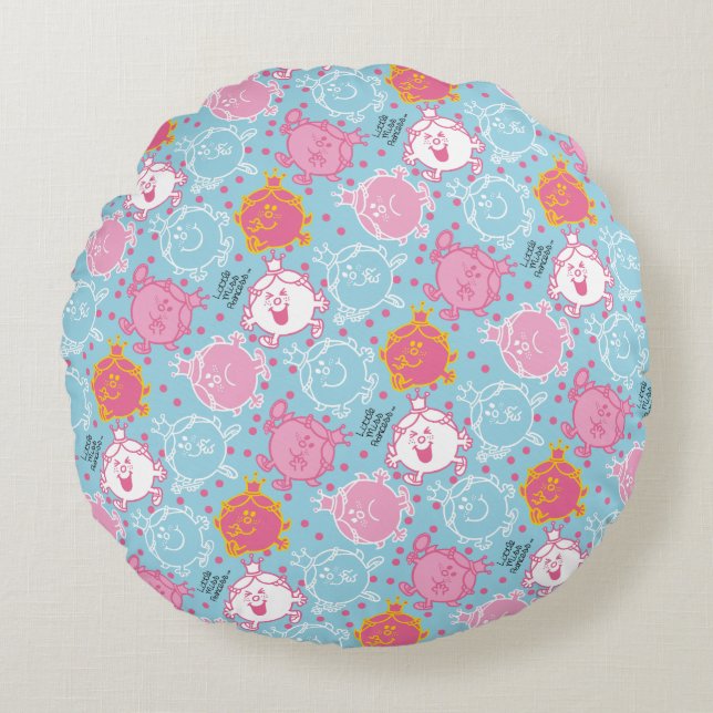 Coussins Ronds Petite Mlle le princesse | motif assez rose et (Devant)
