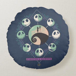 Coussins Ronds Phases Jack & Sally Moon - Forever & Always