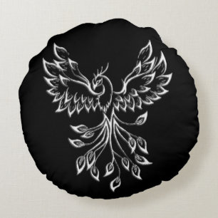 Coussins Ronds Phénix s'élève sur fond noir