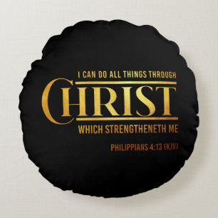 Coussins Ronds Philippiens 4:13 Bible Verse KJV Citation