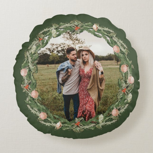 Coussins Ronds Photo botanique et florale de Noël (Devant)