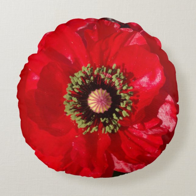 Coussins Ronds Photo Fleur de coquelicot rouge de Californie (Devant)