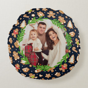 Coussins Ronds Photo personnalisé de biscuits de Noël au gingembr