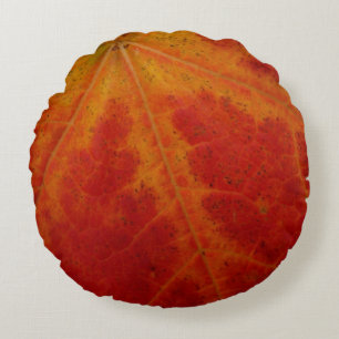 Coussins Ronds Photographie abstraite de la feuille d'érable roug
