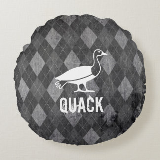Coussins Ronds Pictogramme de canard sur le Jacquard noir Grunge