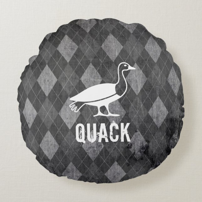 Coussins Ronds Pictogramme de canard sur le Jacquard noir Grunge (Devant)