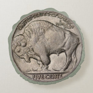 Coussins Ronds Pièce de monnaie en nickel de Buffalo