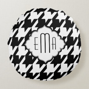 Coussins Ronds Pied de fond noir et blanc monogramme