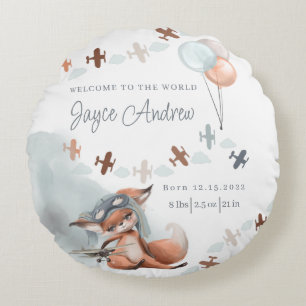 Coussins Ronds Pilote Fox Pilote Naissance Stat Jeu Oreiller