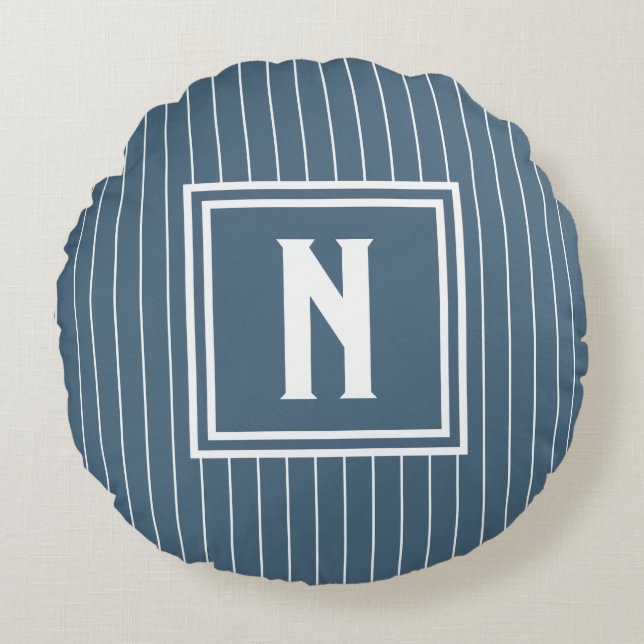 Coussins Ronds Pin Stripe - Navy + White (Devant)