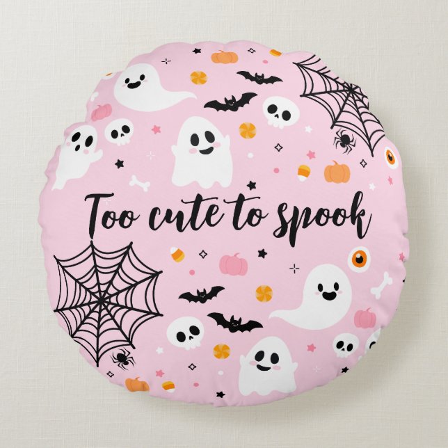 Coussins Ronds Pink Halloween Ghost Decorations (Devant)