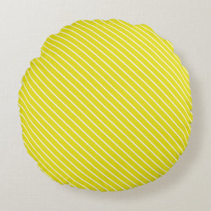 Coussins Ronds Pinstripes diagonales - moutarde jaune et blanc