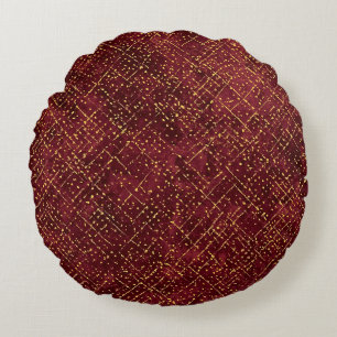 Coussins Ronds Pixels Marron Or Luxueux , Élégant, Moderne