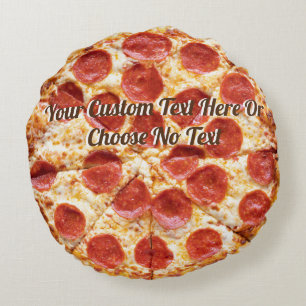 Coussins Ronds Pizza Italienne Pepperoni Fromage Texte personna