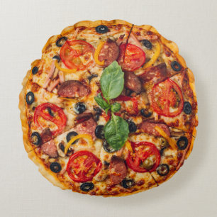 Coussins Ronds Pizza Margherita & Pepperoni Imprimer double face