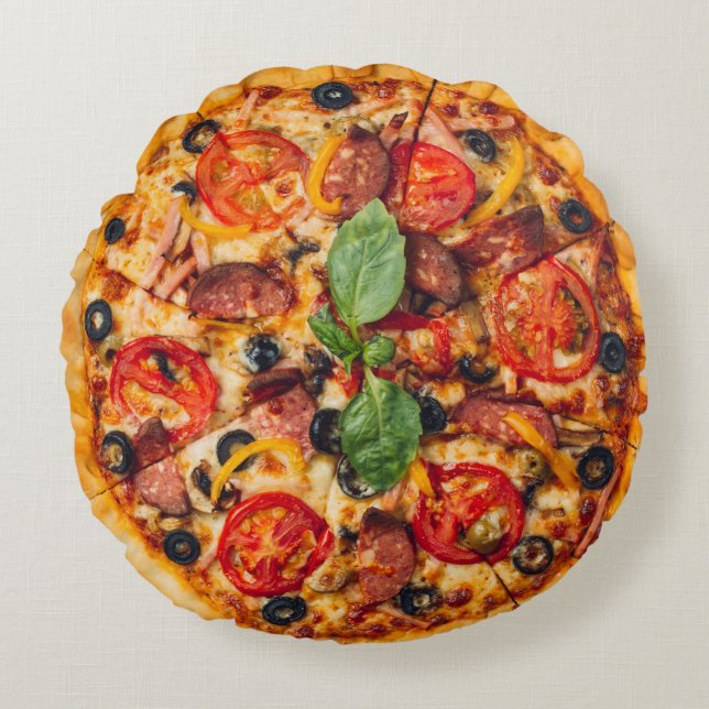 Coussins Ronds Pizza Margherita & Pepperoni Imprimer double face (Devant)