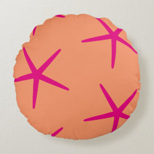 Coussins Ronds Plage d'Art Tropical Orange Rose Starfish