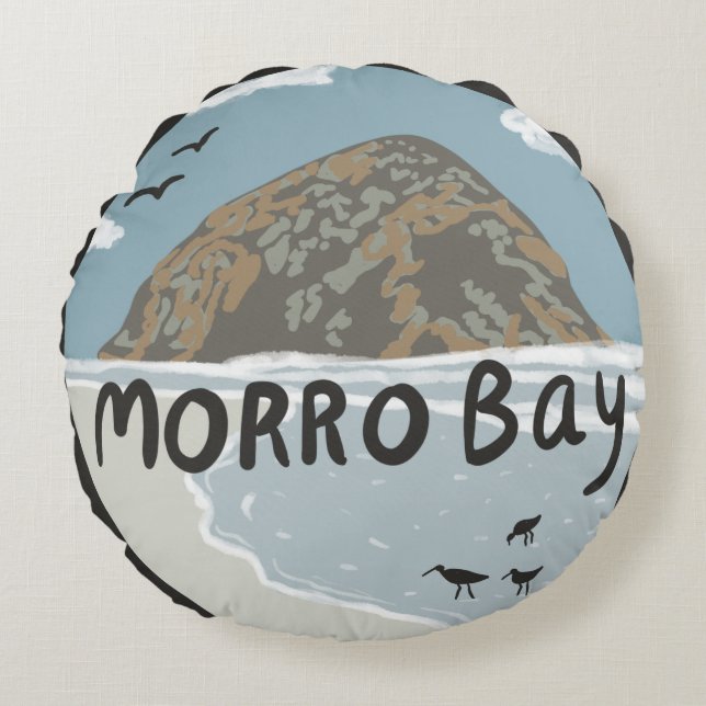 Coussins Ronds Plage d'illustration de Morro Bay Central Californ (Devant)