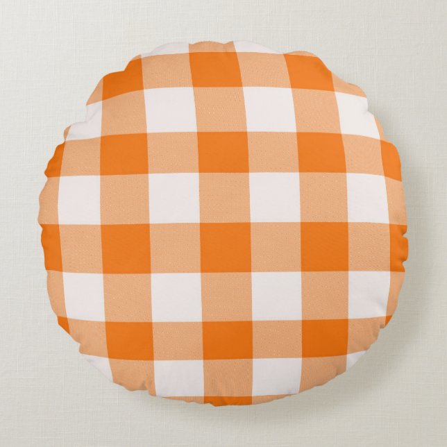 Coussins Ronds Plaid de buffle orange (Devant)