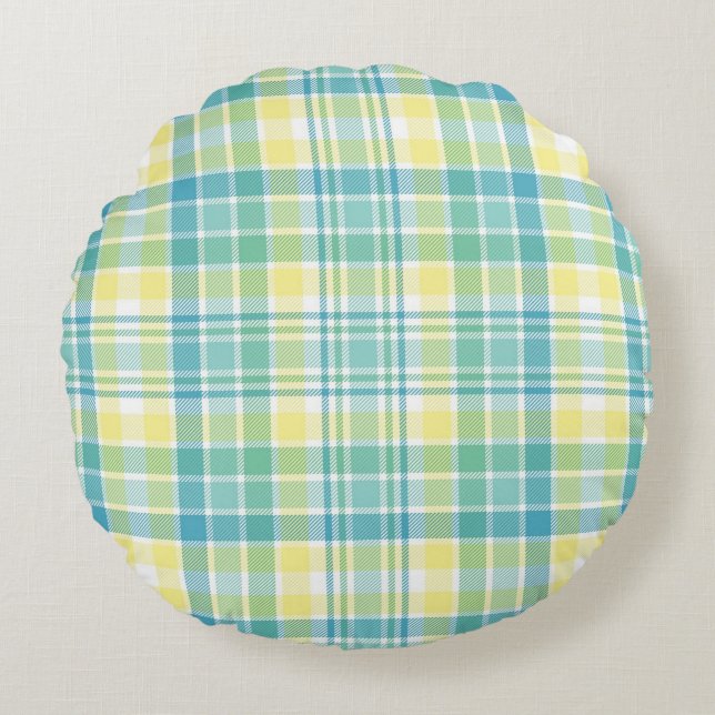 Coussins Ronds Plaid en pastel (Devant)