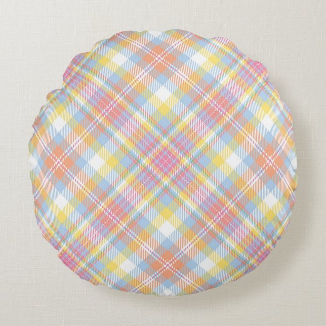 Coussins Ronds Plaid en pastel de rayure (Devant)