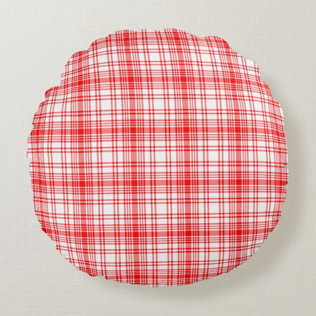 Coussins Ronds Plaid rouge (Devant)