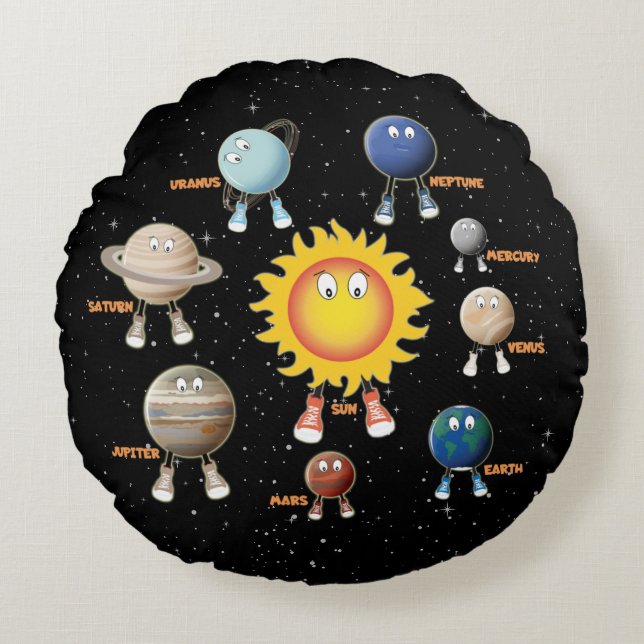 Coussins Ronds Planètes et système solaire (Devant)