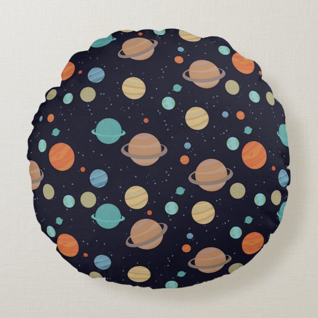 Coussins Ronds Planètes, étoiles, galaxie (Devant)