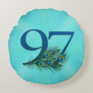 Coussins Ronds Plumes de Paon 97 Jubilé d'Anniversaire