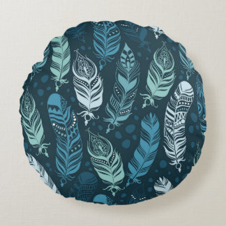 Coussins Ronds Plumes ethniques motif transparent