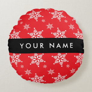 Coussins Ronds Pneus blancs, Rouge, Votre nom, Personnaliser