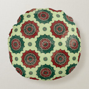 Coussins Ronds Points du cercle géométrique Vintage Boho Mandal